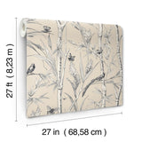 Bambou Toile Beige Wallpaper with Botanical Toile Motif - York RT7832