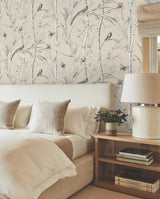 Bambou Toile Beige Wallpaper with Botanical Toile Motif - York RT7832
