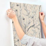 Bambou Toile Beige Wallpaper with Botanical Toile Motif - York RT7832