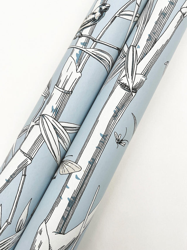 Bambou Toile Sky Blue Wallpaper with Transitional Toile Pattern - York RT7833