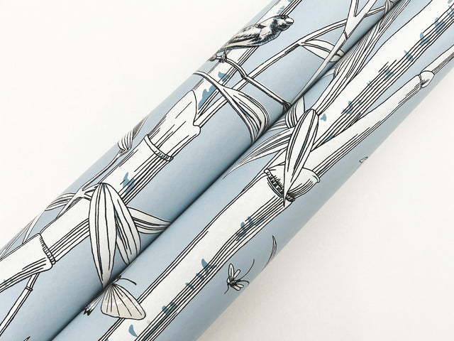 Bambou Toile Sky Blue Wallpaper with Transitional Toile Pattern - York RT7833