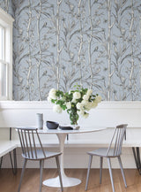 Bambou Toile Sky Blue Wallpaper with Transitional Toile Pattern - York RT7833