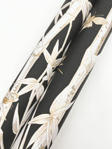 Bambou Toile Black Wallpaper with Metallic Bamboo and Wildlife Motif - York RT7834