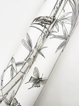 Bambou Toile White Wallpaper with Transitional Toile Pattern - York RT7836