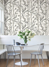 Bambou Toile White Wallpaper with Transitional Toile Pattern - York RT7836
