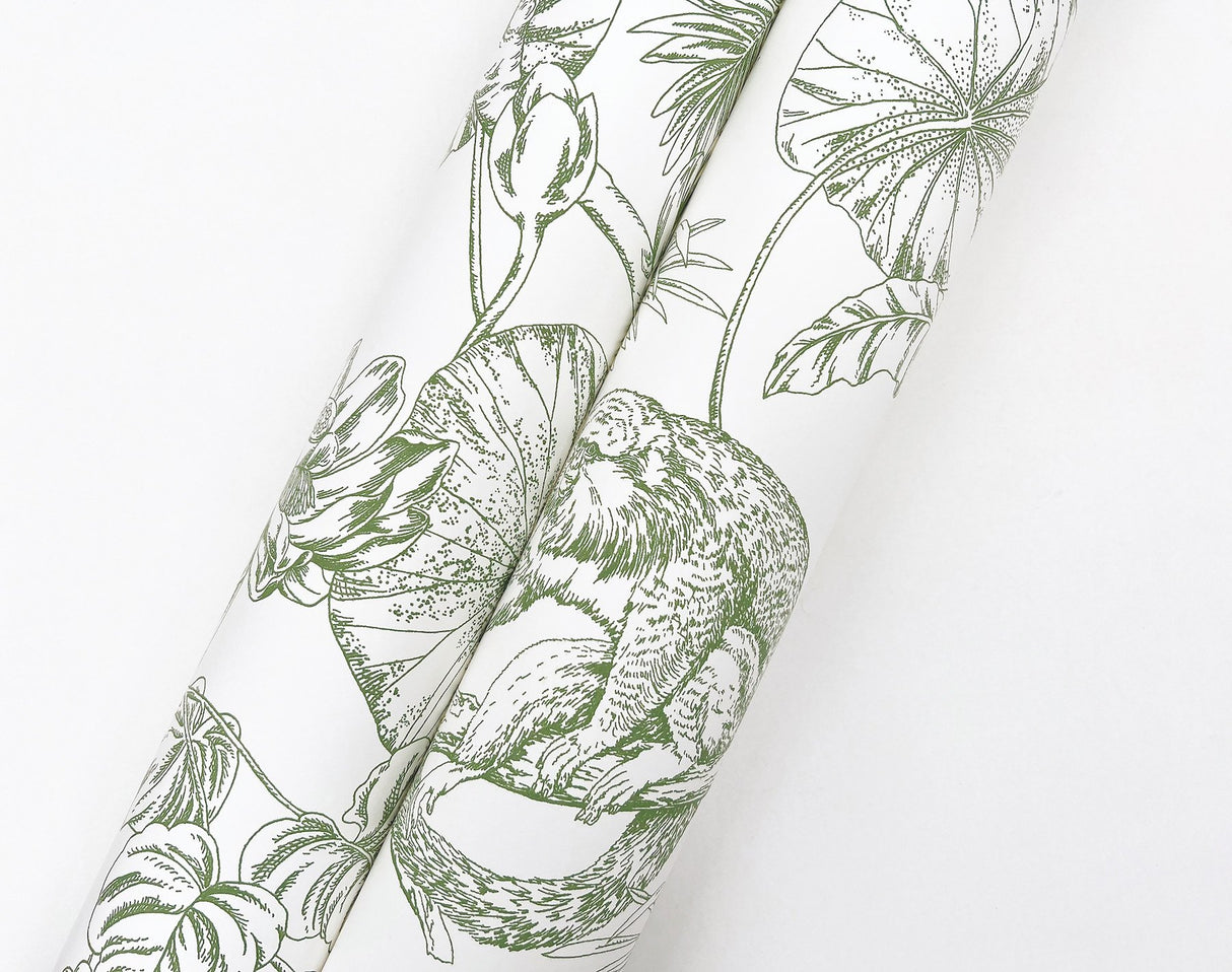 Tropical Sketch Toile Forest Wallpaper with Eclectic Toile Motif - York RT7842