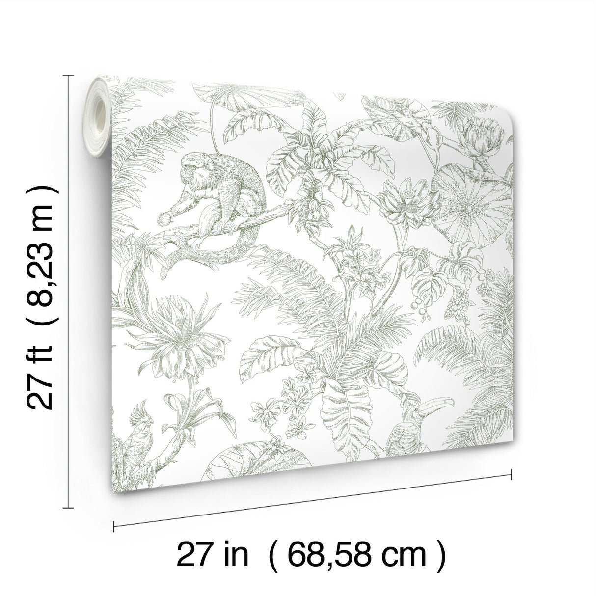 Tropical Sketch Toile Forest Wallpaper with Eclectic Toile Motif - York RT7842