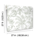 Tropical Sketch Toile Forest Wallpaper with Eclectic Toile Motif - York RT7842