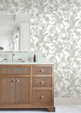 Tropical Sketch Toile Forest Wallpaper with Eclectic Toile Motif - York RT7842