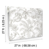 Tropical Sketch Toile Brown Wallpaper with Eclectic Toile Pattern - York RT7843