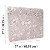 Passion Flower Toile Orchid Wallpaper with Traditional Toile Floral Pattern - York RT7851