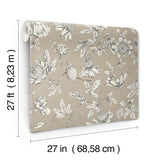 Passion Flower Toile Linen Wallpaper with Traditional Toile Pattern - York RT7852