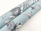 Passion Flower Toile Sky Blue Wallpaper with Floral Toile Pattern - York RT7853