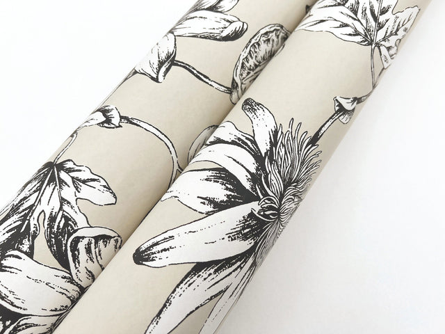 Passion Flower Toile Beige Wallpaper with Traditional Toile Floral Motif - York RT7854