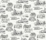 Modern Vista Toile Black Wallpaper with Modern Toile Pattern - York RT7861