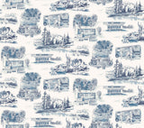 Modern Vista Toile Navy Wallpaper with Modern Toile Pattern - York RT7862