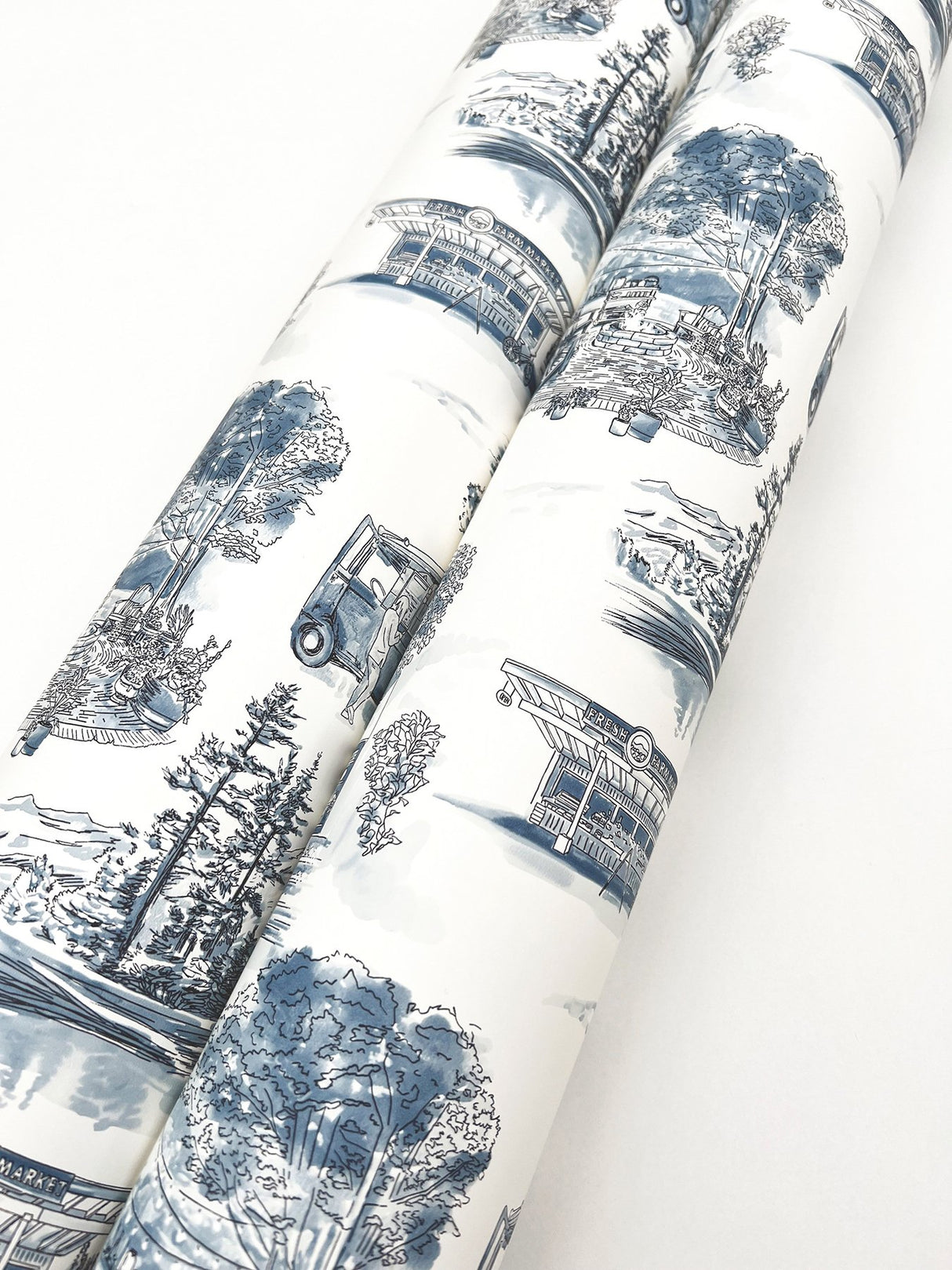 Modern Vista Toile Navy Wallpaper with Modern Toile Pattern - York RT7862