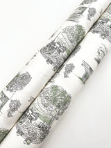 Modern Vista Toile Evergreen Wallpaper with Scenic Road Trip Toile Motif - York RT7863