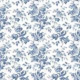 Anemone Toile Navy Wallpaper with Traditional Floral Toile Pattern - York RT7873