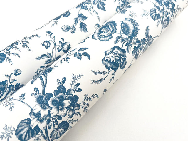 Anemone Toile Navy Wallpaper with Traditional Floral Toile Pattern - York RT7873