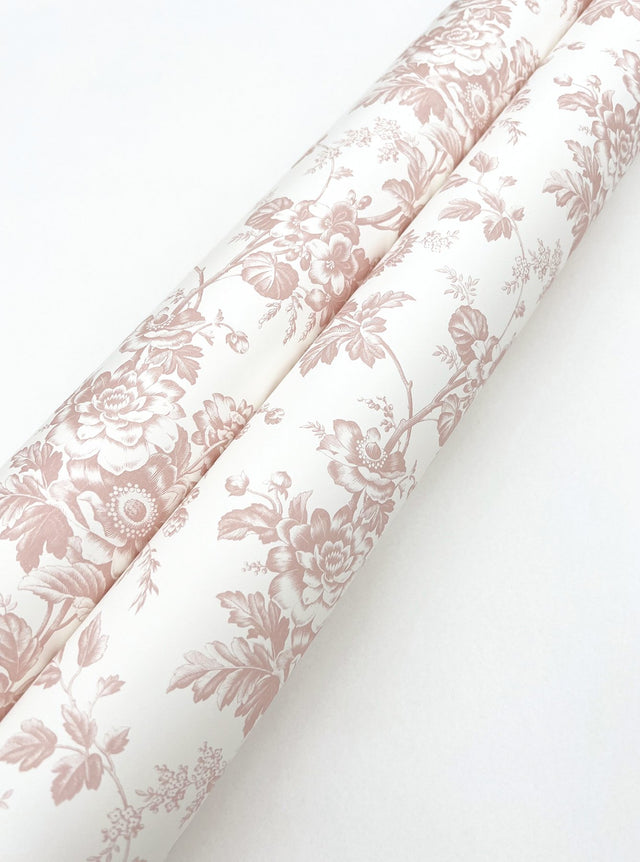 Anemone Toile Blush Wallpaper with Traditional Toile Floral Pattern - York RT7874