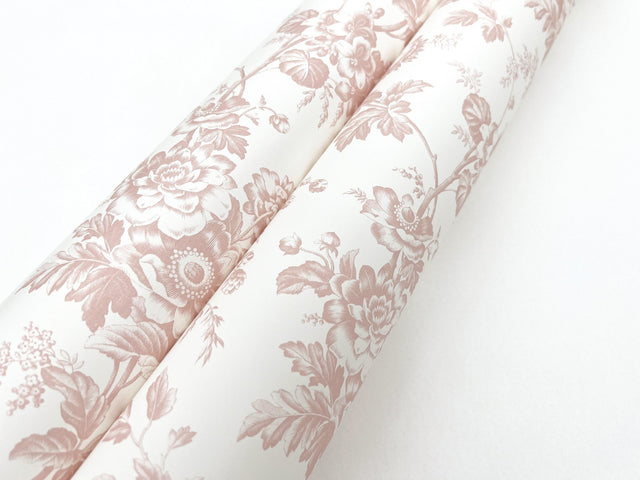 Anemone Toile Blush Wallpaper with Traditional Toile Floral Pattern - York RT7874