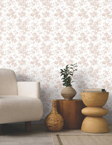 Anemone Toile Blush Wallpaper with Traditional Toile Floral Pattern - York RT7874