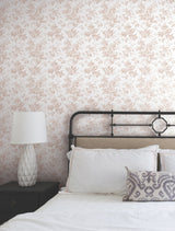 Anemone Toile Blush Wallpaper with Traditional Toile Floral Pattern - York RT7874