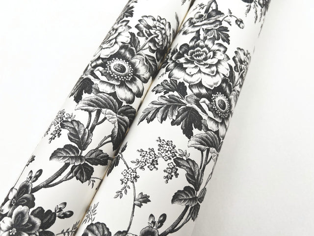 Anemone Toile Black Wallpaper with Traditional Toile Floral Motif - York RT7875