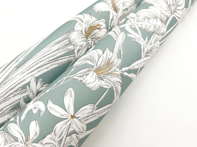 Orchid Conservatory Toile Seamist & Taupe Wallpaper with Metallic Tropical Toile - York RT7882