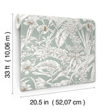 Orchid Conservatory Toile Seamist & Taupe Wallpaper with Metallic Tropical Toile - York RT7882