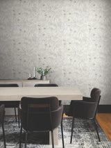 Orchid Conservatory Toile Beige & Taupe Wallpaper with Metallic Tropical Toile Pattern - York RT7883