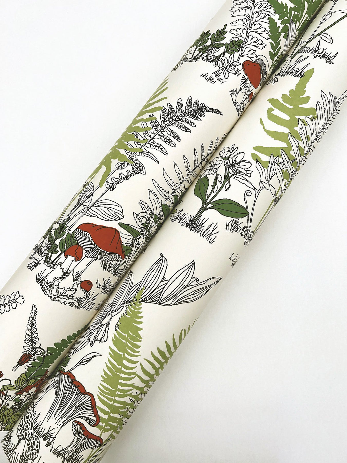 Mushroom Garden Toile Red & Green Whimsical Wallpaper - York RT7891