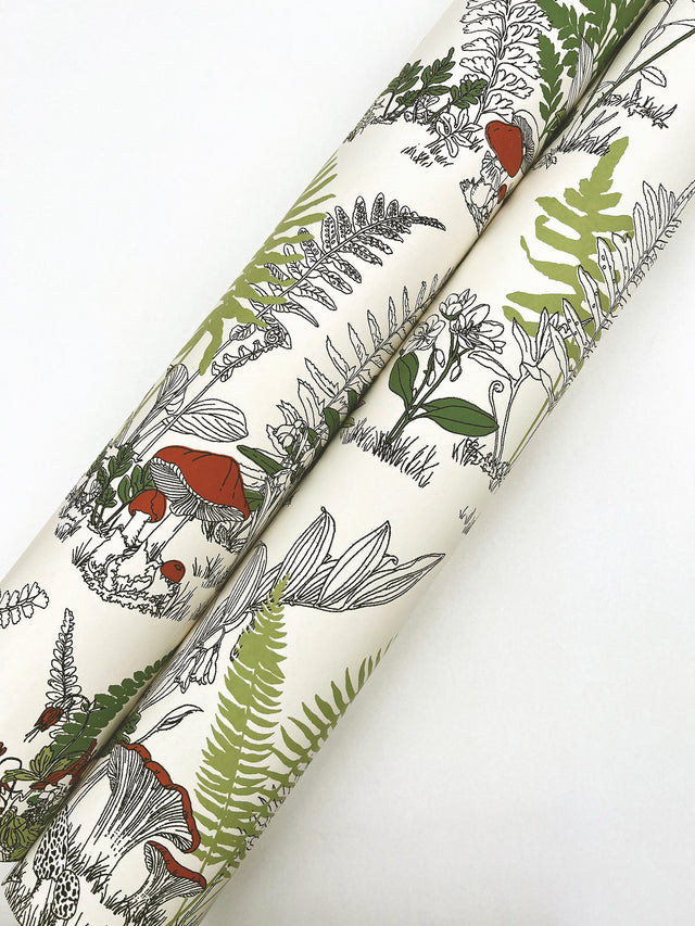 Mushroom Garden Toile Red & Green Whimsical Wallpaper - York RT7891