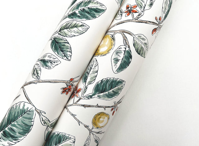 Limoncello Toile Forest Wallpaper with Modern Toile Botanical Motif - York RT7914