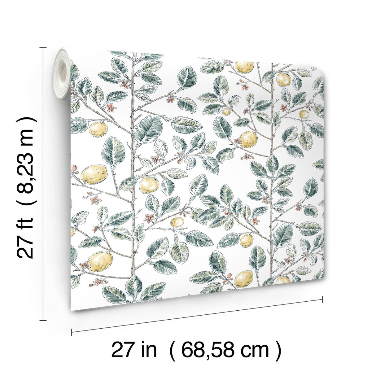 Limoncello Toile Forest Wallpaper with Modern Toile Botanical Motif - York RT7914