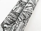 Palm Cove Toile White & Black Wallpaper with Tropical Toile Palm Fronds - York RT7921