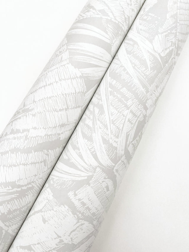 Palm Cove Toile White & Grey Wallpaper with Tropical Toile Leaf Pattern - York RT7922