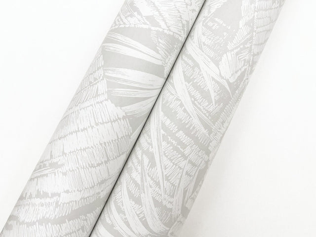 Palm Cove Toile White & Grey Wallpaper with Tropical Toile Leaf Pattern - York RT7922