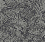 Palm Cove Toile Silver & Black Wallpaper with Metallic Tropical Toile - York RT7923