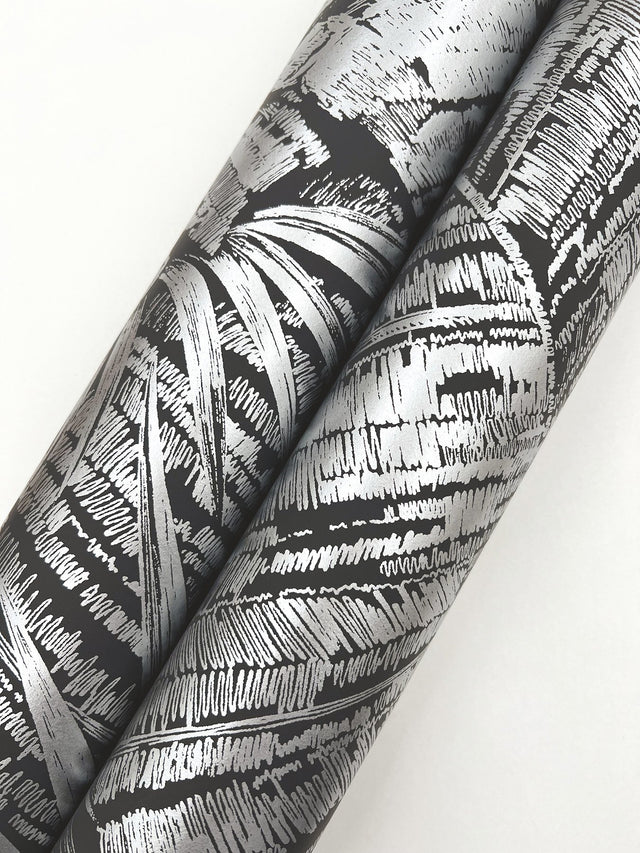 Palm Cove Toile Silver & Black Wallpaper with Metallic Tropical Toile - York RT7923