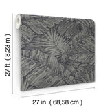 Palm Cove Toile Silver & Black Wallpaper with Metallic Tropical Toile - York RT7923