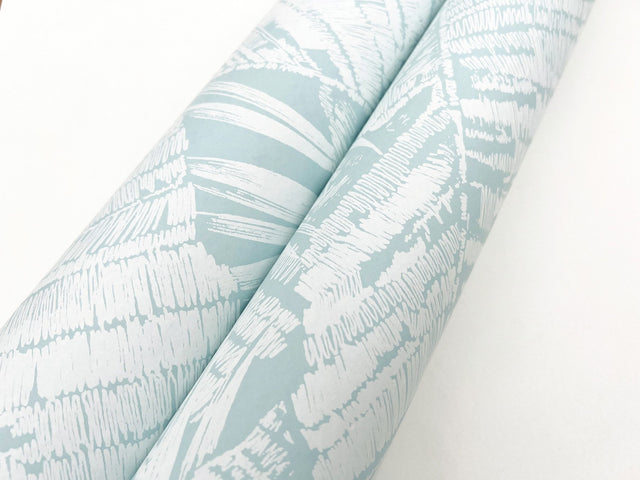 Palm Cove Toile White & Blue Wallpaper