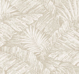 Palm Cove Toile White & Taupe Wallpaper with Tropical Toile Motif - York RT7926
