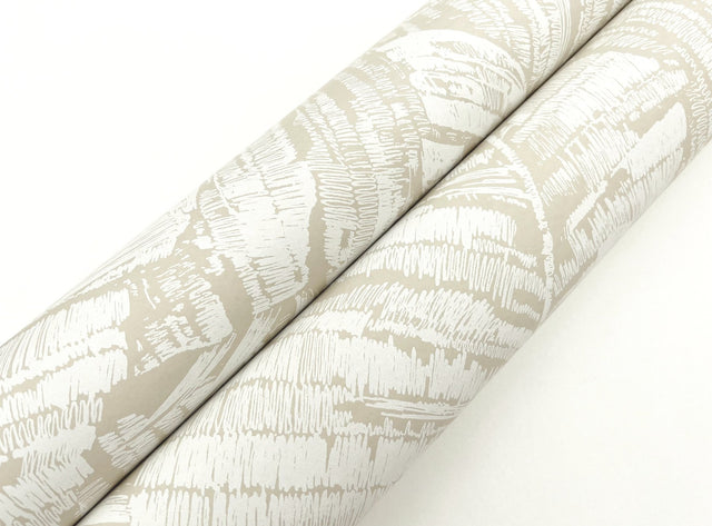Palm Cove Toile White & Taupe Wallpaper with Tropical Toile Motif - York RT7926