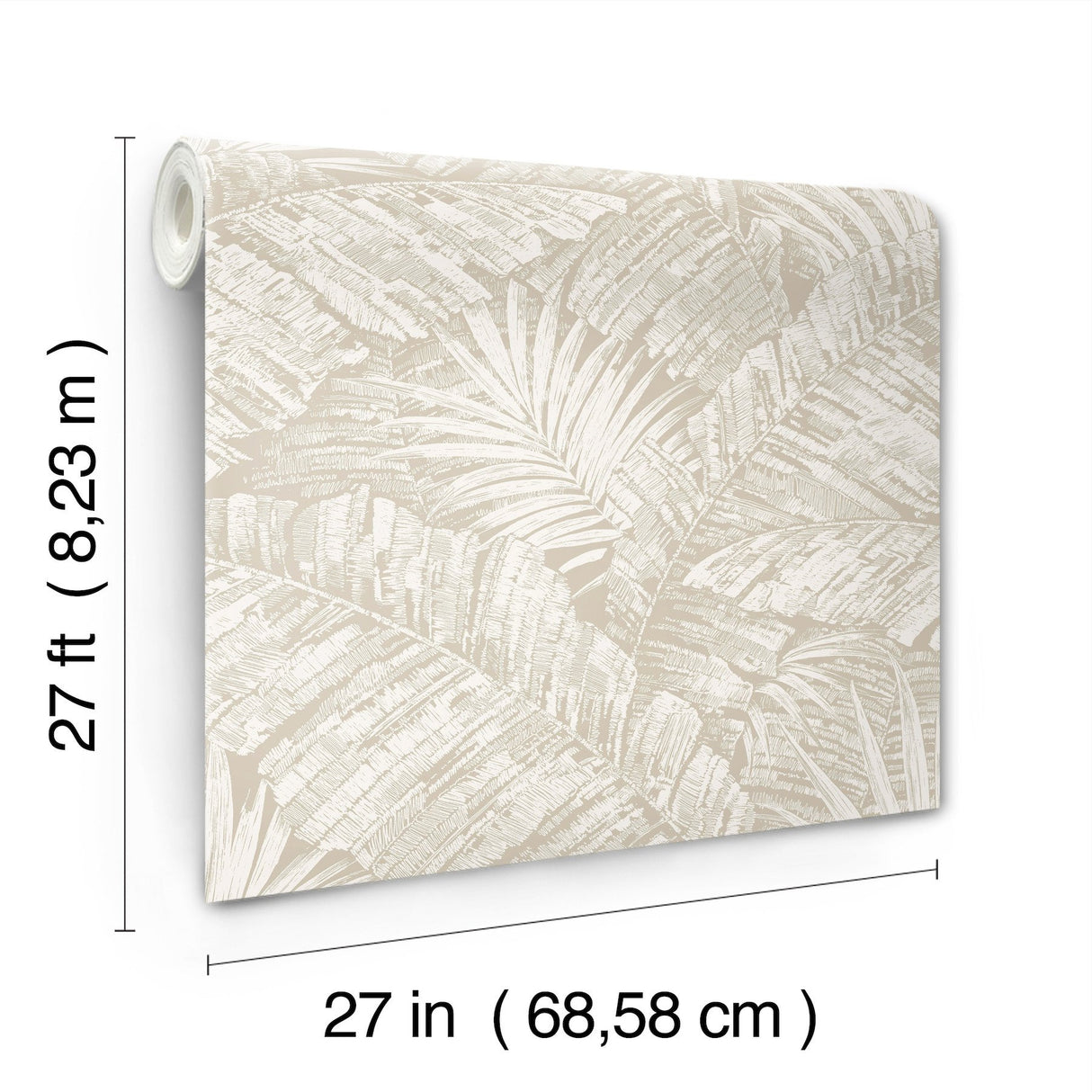 Palm Cove Toile White & Taupe Wallpaper with Tropical Toile Motif - York RT7926