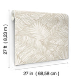 Palm Cove Toile White & Taupe Wallpaper with Tropical Toile Motif - York RT7926