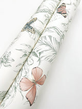 Papillon Blush Wallpaper with Tropical Toile Butterfly Motif - York RT7930