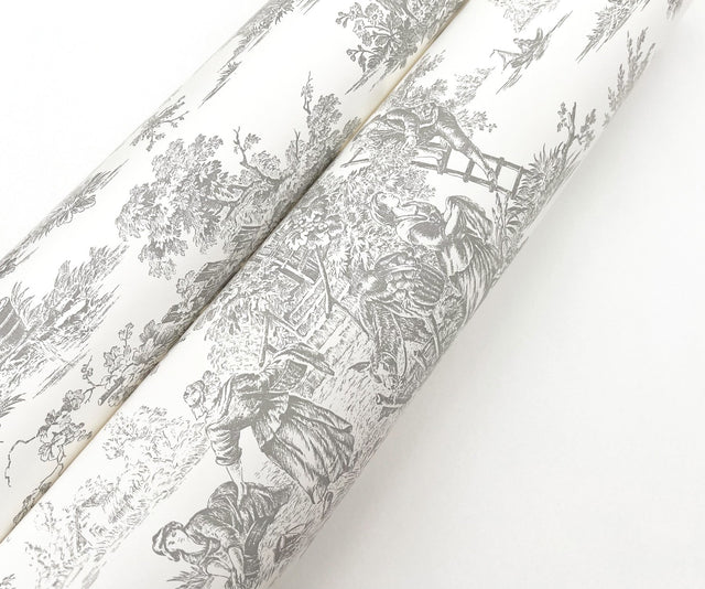 Campagne Toile Grey Wallpaper with Traditional Pastoral Toile Pattern - York RT7940