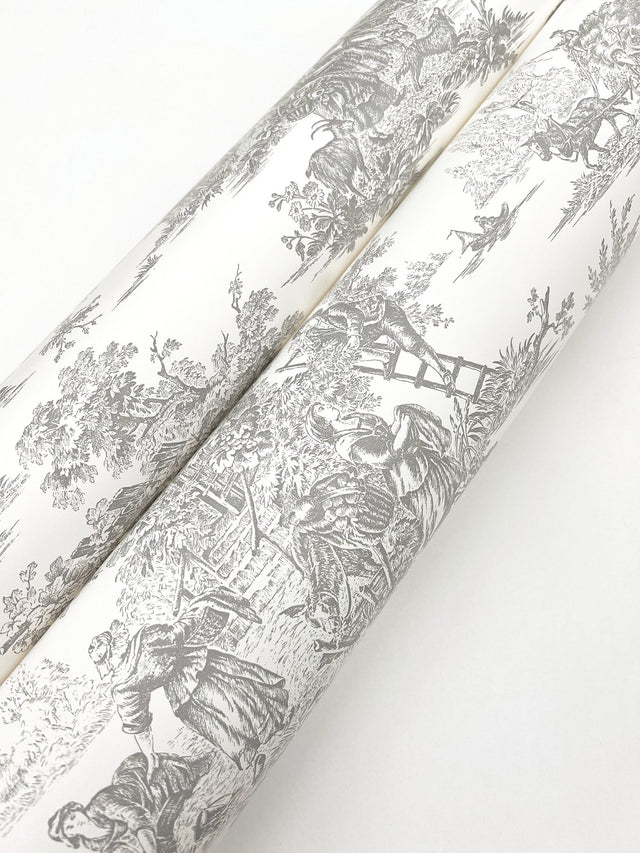 Campagne Toile Grey Wallpaper with Traditional Pastoral Toile Pattern - York RT7940